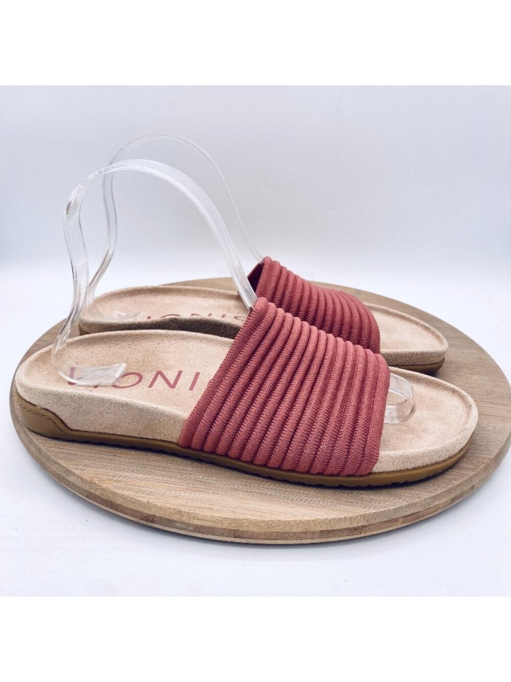 Vionic Sandals Womens 8 Pink Mesh Slip On Comfort Evie Slides Minimalist
